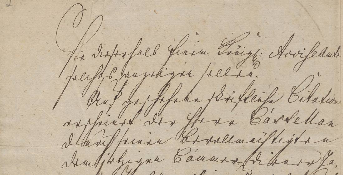 Fragment protokołu niemieckiego pisanego kurrentą, z łacińskimi skrótami Quaest. i Resp.